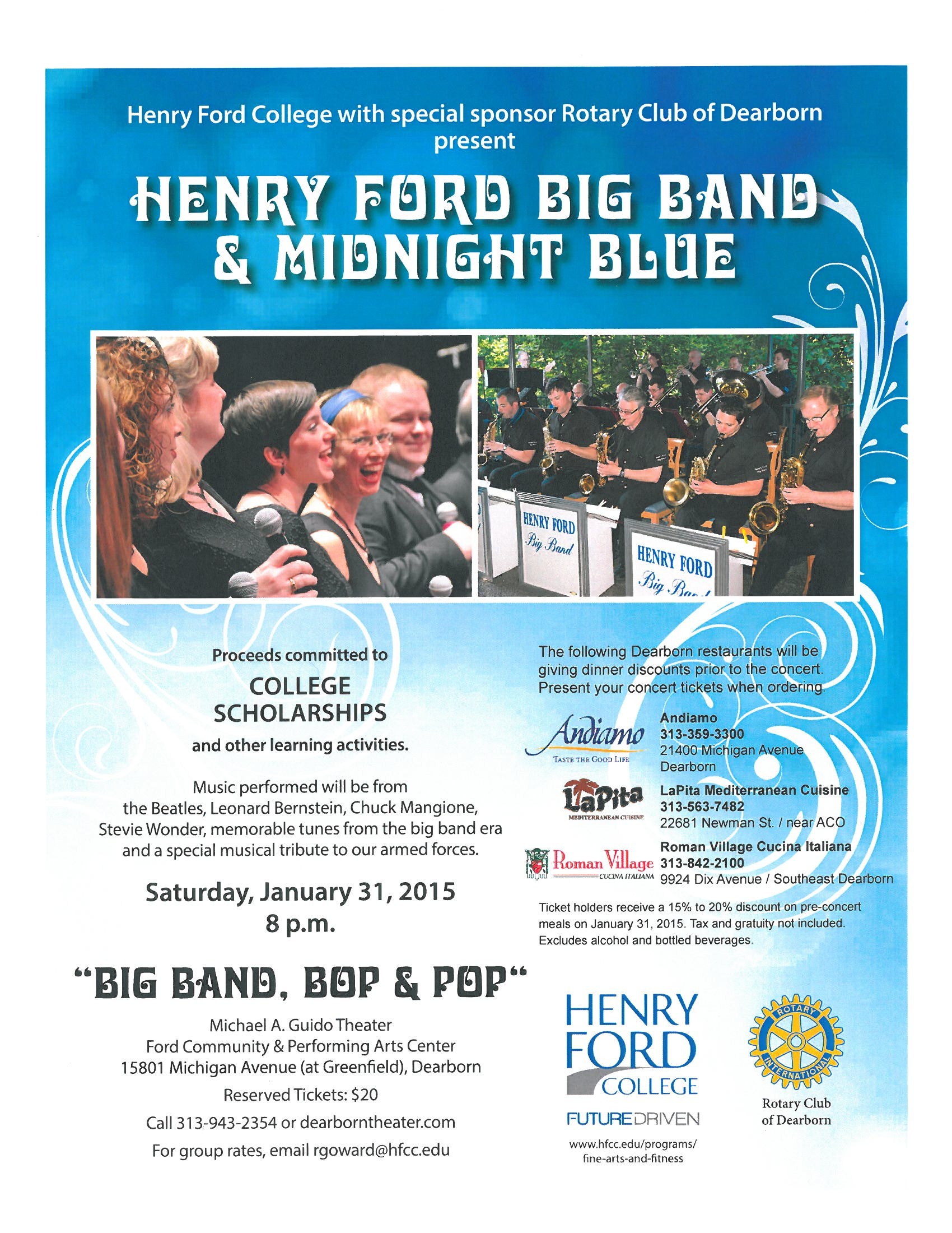 Henry Ford Big Band & Midnight Blue "Big Band, Bop & Pop"