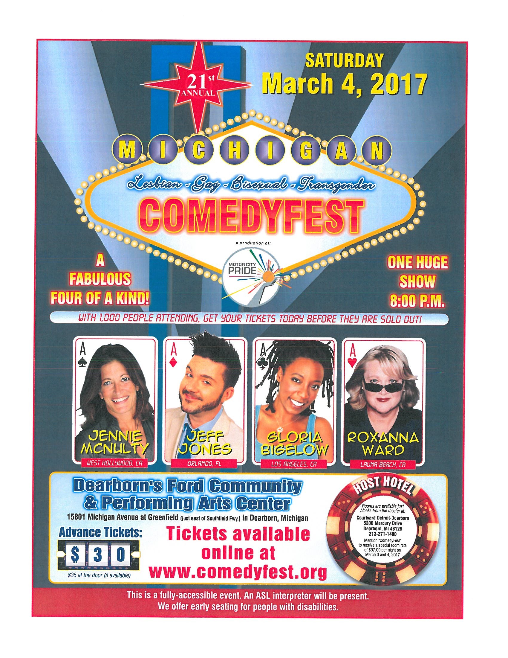 Motor City Pride presents 21st Annual Michigan ComedyFest